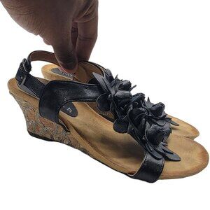 Patrizia By Spring Step Shoes Womens Size 37 Black Cutiquin Floral Wedge